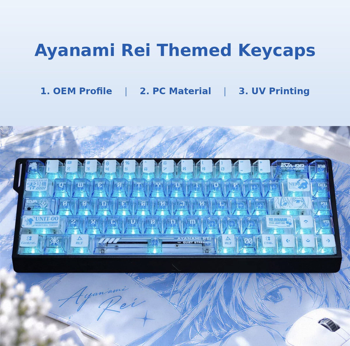 Ayanami Rei Themed Keycaps